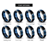 font options for inside engraving on blue & grey retro robot antenna rings