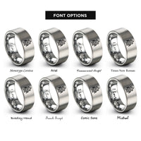 font options for inside engraving on silver retro robot antenna rings