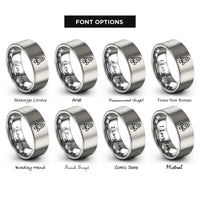 font options for inside engraving on gray retro rocket rings