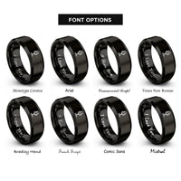 font options for inside engraving on black retro stand rings
