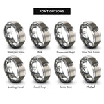 font options for inside engraving on silver retro stand rings
