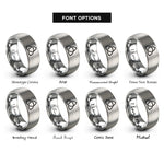 font options for inside engraving on silver reuleaux triangle knot rings