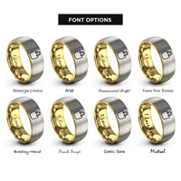 font options for inside engraving on gold & gray reusable tote bag rings