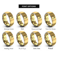 font options for inside engraving on gold & silver reusable tote bag rings