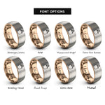 font options for inside engraving on rose gold & silver reusable tote bag rings