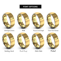 font options for inside engraving on gold & silver reusable water bottle rings