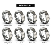 font options for inside engraving on gray reusable water bottle rings