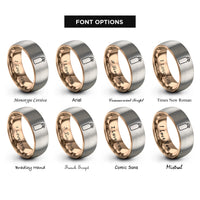 font options for inside engraving on rose gold & grey reusable water bottle rings