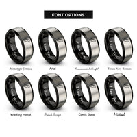 font options for inside engraving on black & gray reverse headstock rings