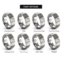 font options for inside engraving on silver reverse headstock rings