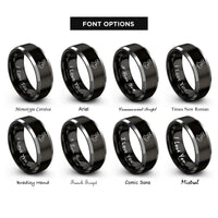 font options for inside engraving on black & silver rex rabbit rings