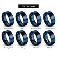 font options for inside engraving on blue rfid coil rings