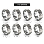 font options for inside engraving on silver rfid coil rings