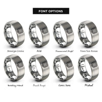 font options for inside engraving on silver rfid coil rings