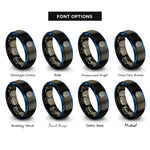 font options for inside engraving on gunmetal & blue rfid coil rings