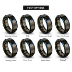 font options for inside engraving on gunmetal & blue rfid coil rings