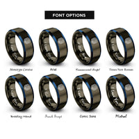 font options for inside engraving on gunmetal & blue rfid coil rings