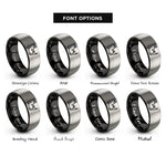 font options for inside engraving on black & gray rhino rings