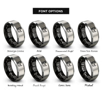 font options for inside engraving on black & gray rhino rings