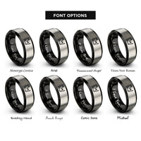 font options for inside engraving on black & gray rhino rings