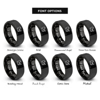 font options for inside engraving on black rhino rings
