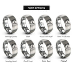 font options for inside engraving on silver rhino rings