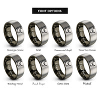 font options for inside engraving on gunmetal & silver rhino rings