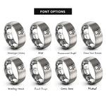 font options for inside engraving on gray rhino track rings