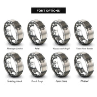 font options for inside engraving on grey rhino track rings