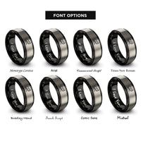 font options for inside engraving on black & silver rhinoceros beetle rings