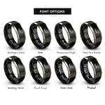 font options for inside engraving on black & silver rhinoceros beetle rings
