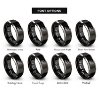 font options for inside engraving on black & silver rhinoceros beetle rings