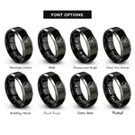 font options for inside engraving on black & silver rhinoceros rings