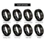 font options for inside engraving on black rhinoceros rings