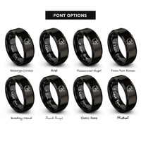 font options for inside engraving on black rhinoceros rings