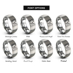 font options for inside engraving on grey rhinoceros rings
