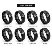 font options for inside engraving on black rhombus grid rings