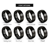font options for inside engraving on black rhombus grid rings