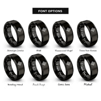 font options for inside engraving on black rhombus grid rings