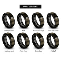 font options for inside engraving on gunmetal & black rhombus grid rings