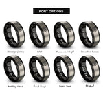 font options for inside engraving on black & silver ribbon microphone rings