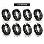 font options for inside engraving on black & silver ribbon microphone rings