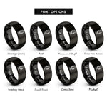 font options for inside engraving on black ribbon microphone rings