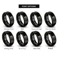 font options for inside engraving on black ribbon microphone rings
