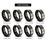 font options for inside engraving on black & gray ribcage rings