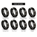 font options for inside engraving on black & silver ribcage rings