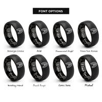 font options for inside engraving on black ribcage rings