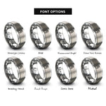font options for inside engraving on grey ribcage rings