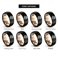 font options for inside engraving on black & rose gold ribs rack rings