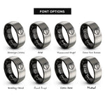 font options for inside engraving on black & silver rice bowl rings
